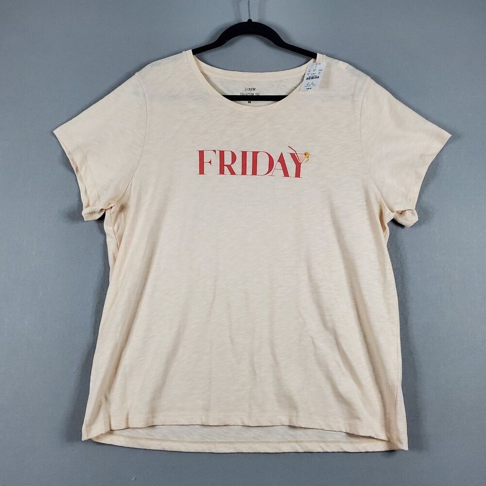J. Crew Factory Women's "Friday" Martini Collector T Shirt - Pink - NWT Sz 2X